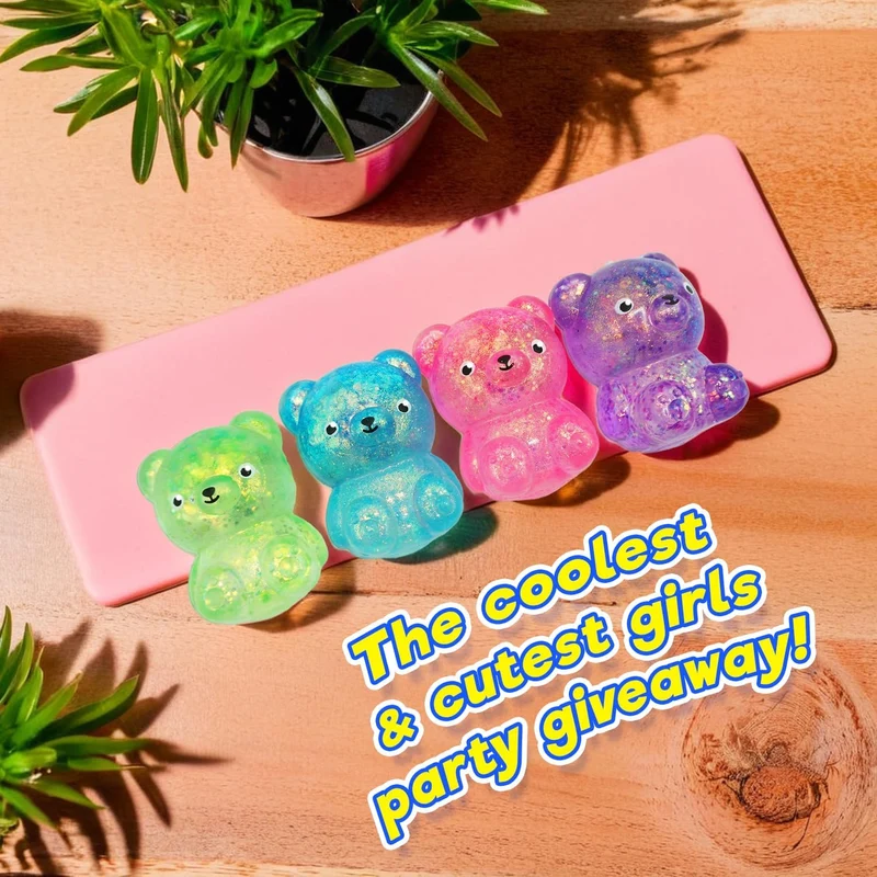 JA-RU Squeezy Bear Glitter Sensory Fidget Toys 2 Pack Set