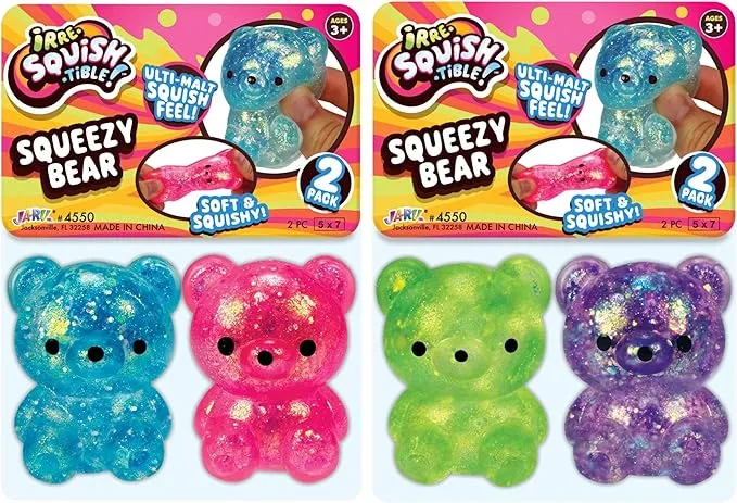 JA-RU Squeezy Bear Glitter Sensory Fidget Toys 2 Pack Set