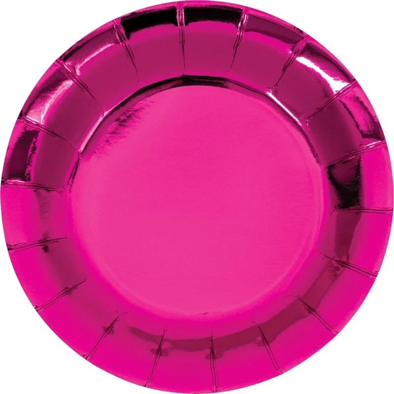 Pink Sixteen Birthday Small Round Dessert Paper Plates, 7 Inches, 8 Count