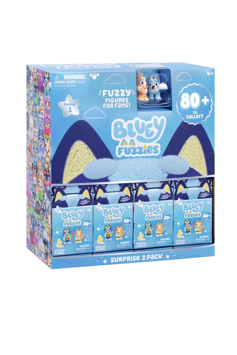Bluey Fuzzies Surprise 2 Pack Flocked Collectible Figures for Fans