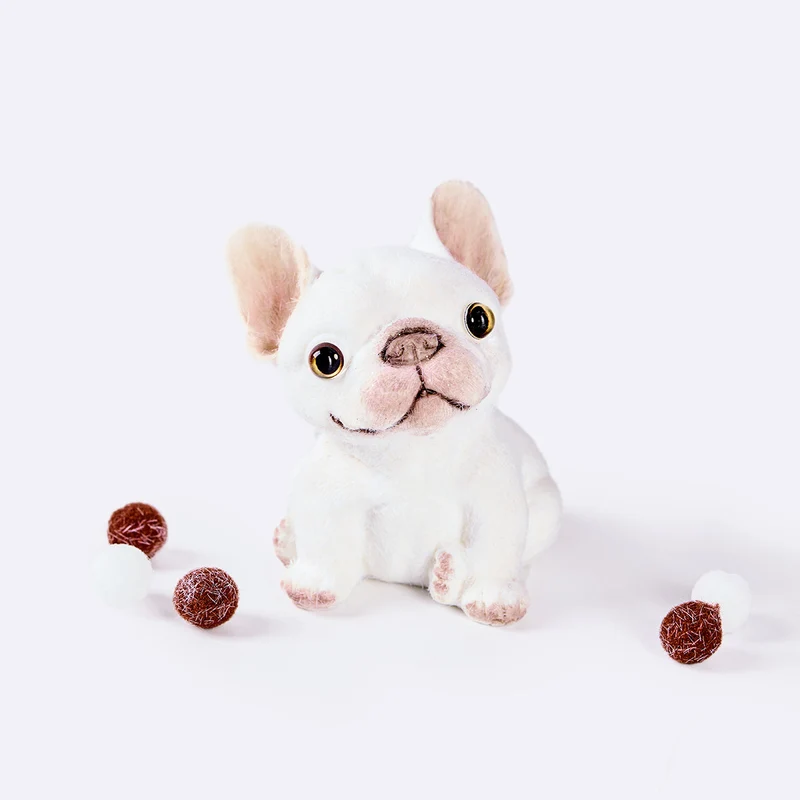 Flocked White French Bulldog Taba Squishy