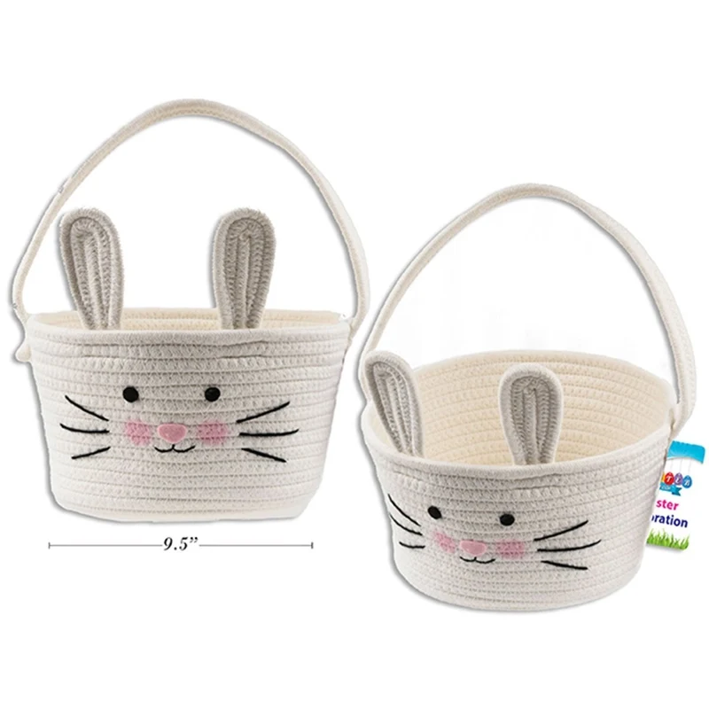 Easter Bunny Face Woven Rope Basket, 1 Count