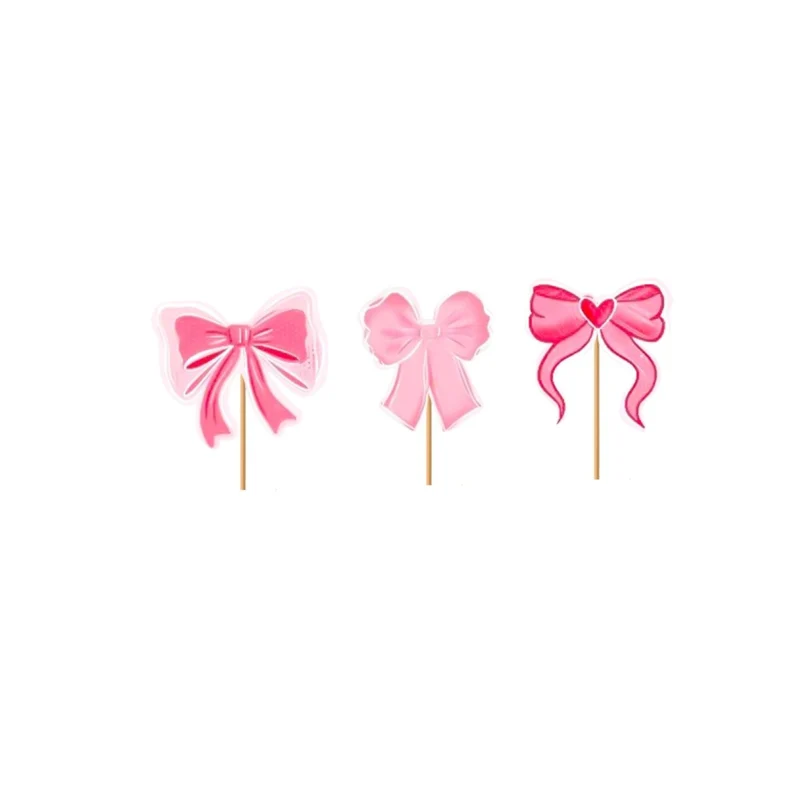 Sweet Bows Birthday Cupcake Toppers, 12 Count