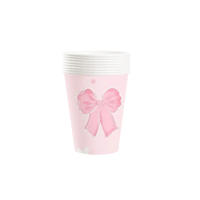 Sweet Bows Birthday Paper Cups, 9 Oz, 8 Count