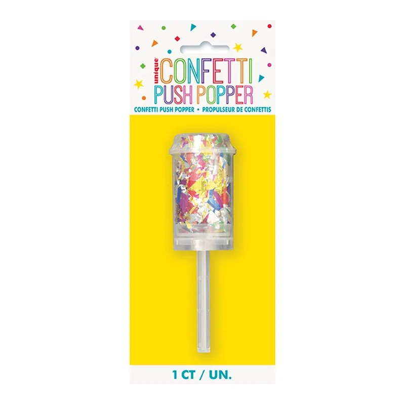 Foil Multicolored Confetti Push Popper, 1 Count