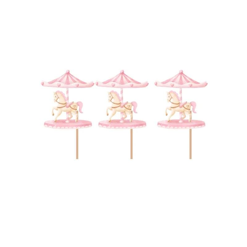Dream Carousel Birthday Cupcake Toppers, 12 Count