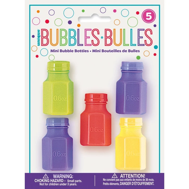 Mini Bubble Bottles, 0.6 oz, 5 Count