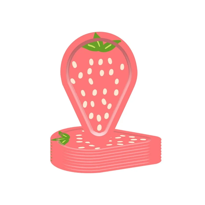 Strawberry Garden Birthday Large Strawberry Shaped Lunch Paper Plates, 9 Inches, 8 Count
