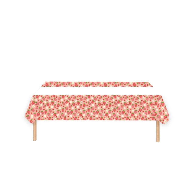 Strawberry Garden Birthday Rectangular Paper Table Cover, 47 x 70 Inches, 1 Count