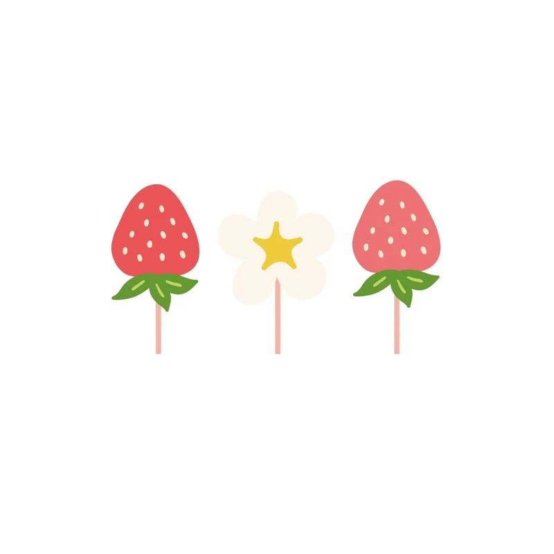 Strawberry Garden Birthday Cupcake Toppers, 12 Count