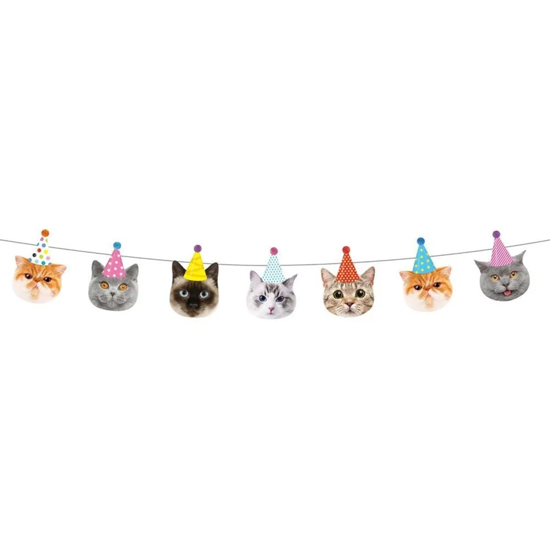 Party Cats Birthday Paper Banner, 98 Inches, 1 Count