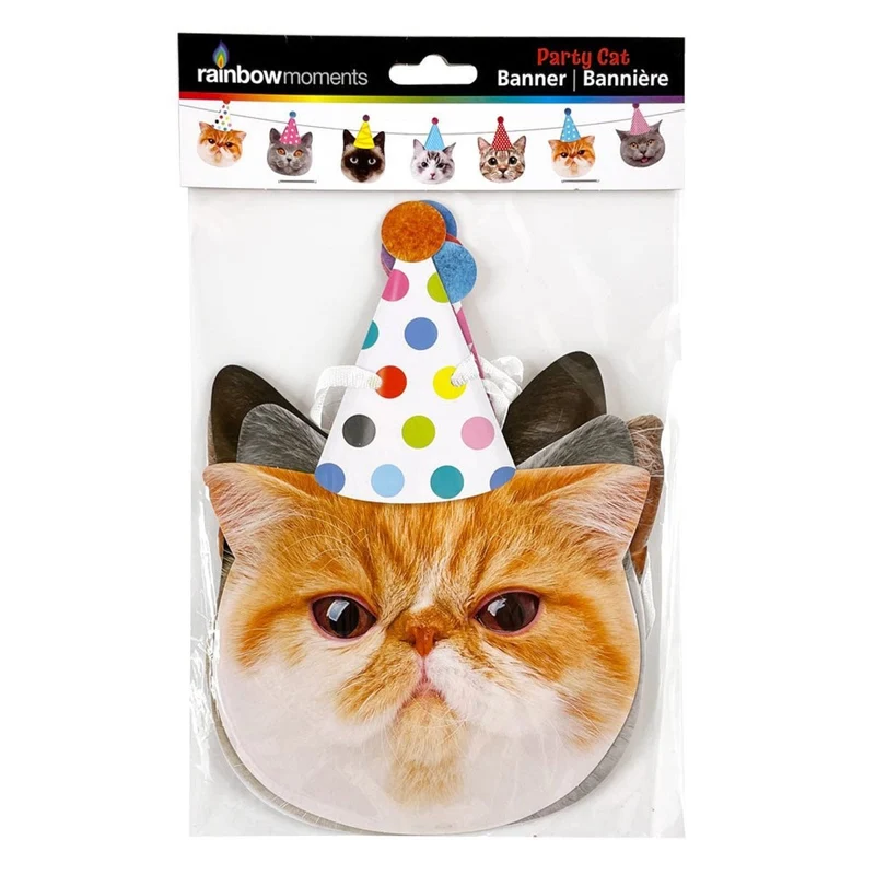 Party Cats Birthday Paper Banner, 98 Inches, 1 Count
