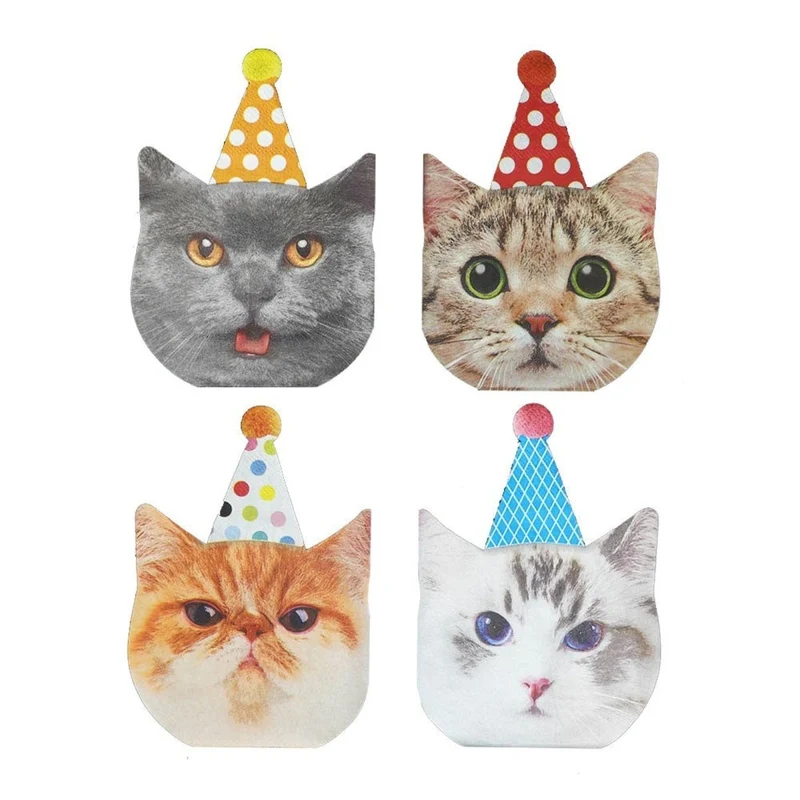 Party Cats Birthday Small Beverage Napkins, 16 Count