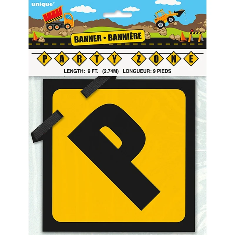 Big Dig Construction Birthday Paper Banner, 108 Inches, 1 Count