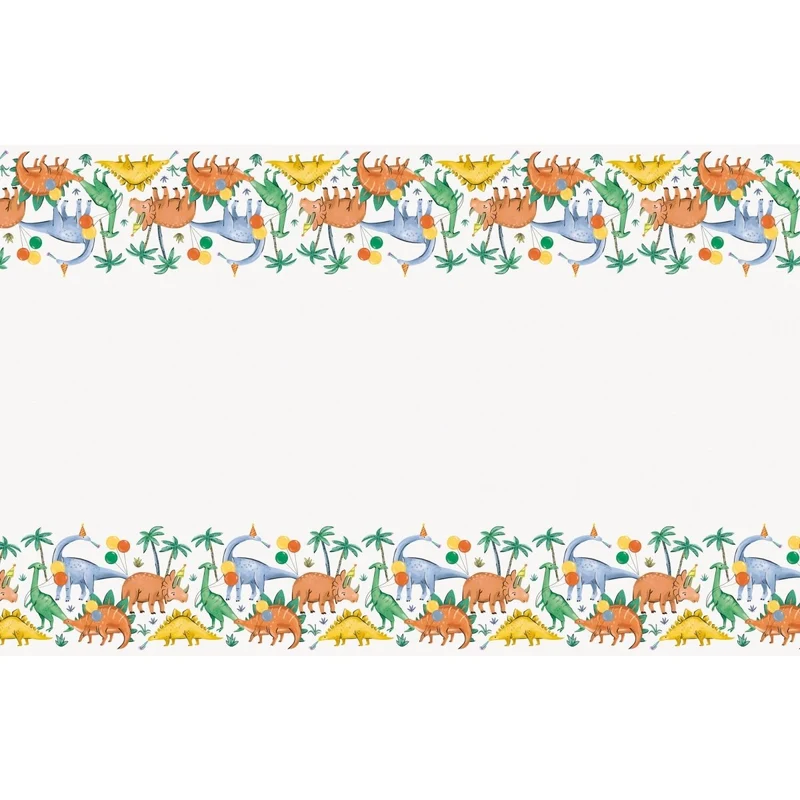 Partying Dinosaurs Birthday Rectangular Plastic Table Cover, 54 x 84 Inches, 1 Count