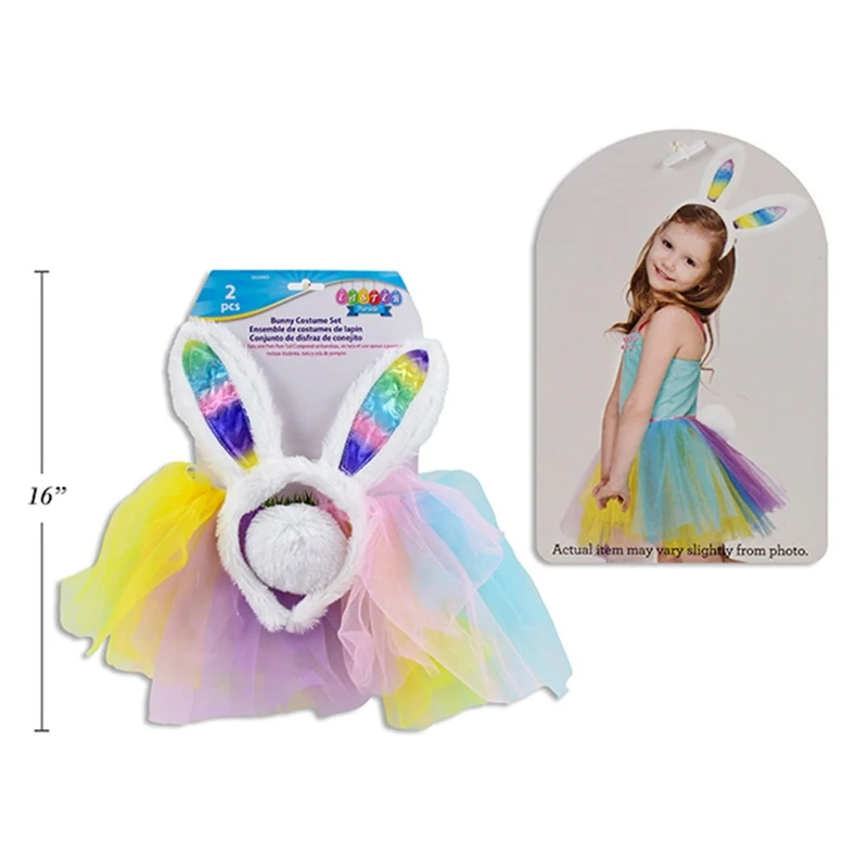 Easter Bunny Costume Set for Kids, Pastel Rainbow