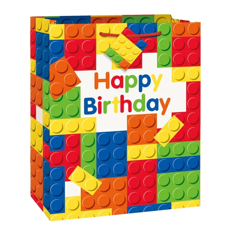 Building Blocks Birthday Large Gift Bag, 1 Count