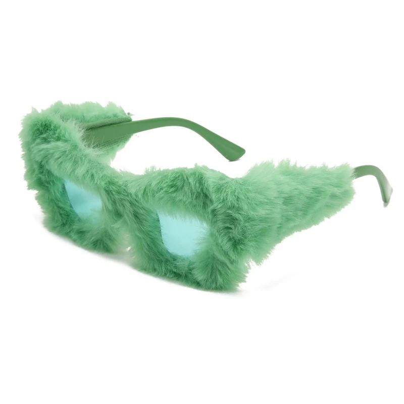 Green Fur Sunglasses for Adults