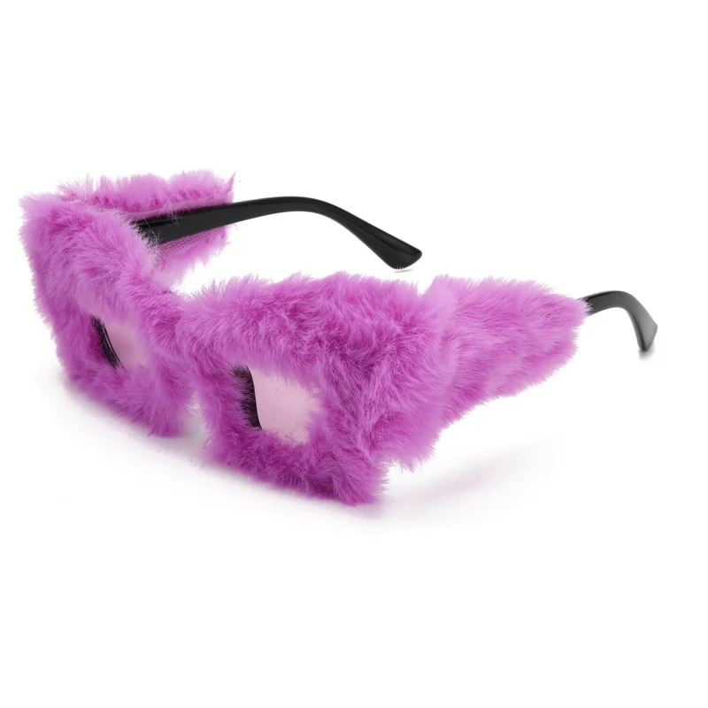 Purple Fur Sunglasses for Adults