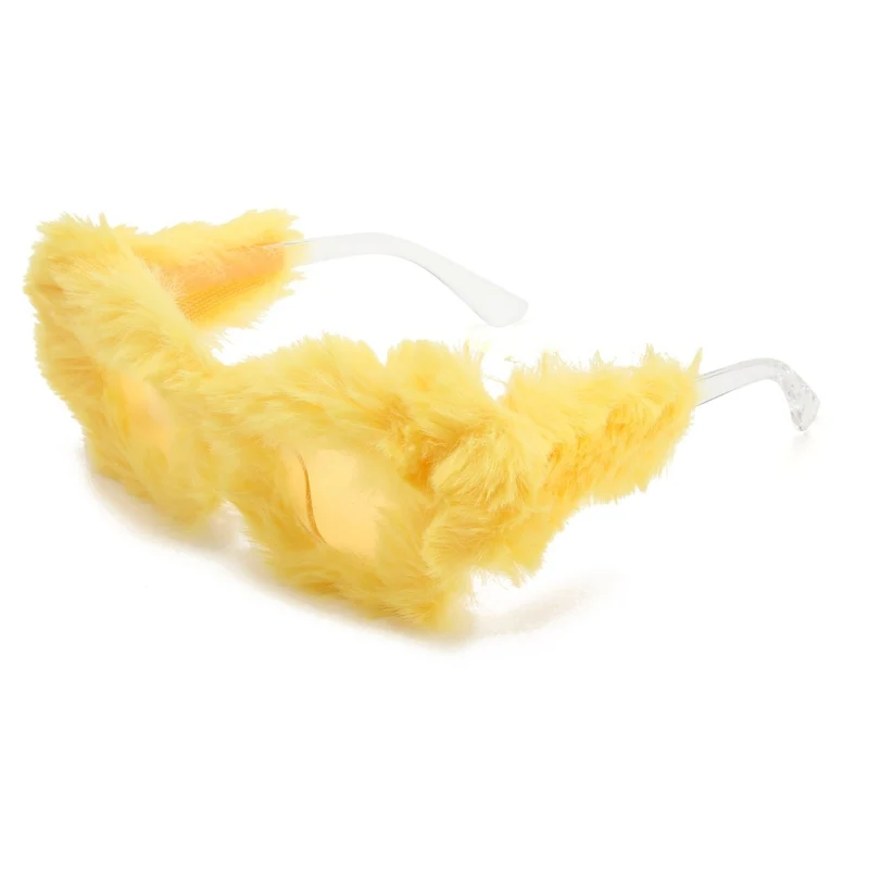 Yellow Fur Sunglasses for Adults