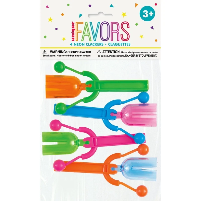 Neon Clacker Noisemakers, 4 Count