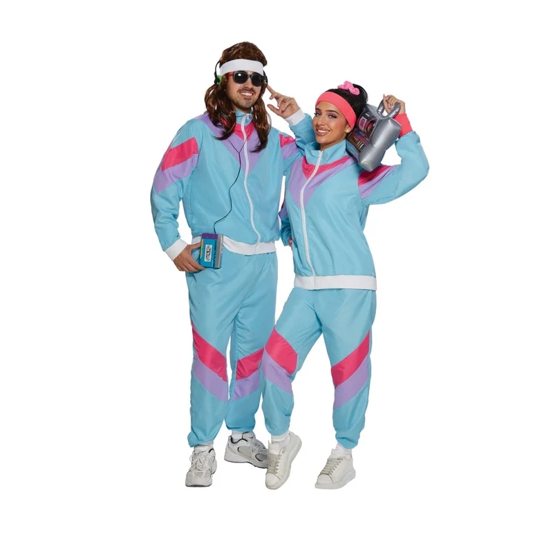 80s Plus Size Costume for Adults, Blue Vest and Pants