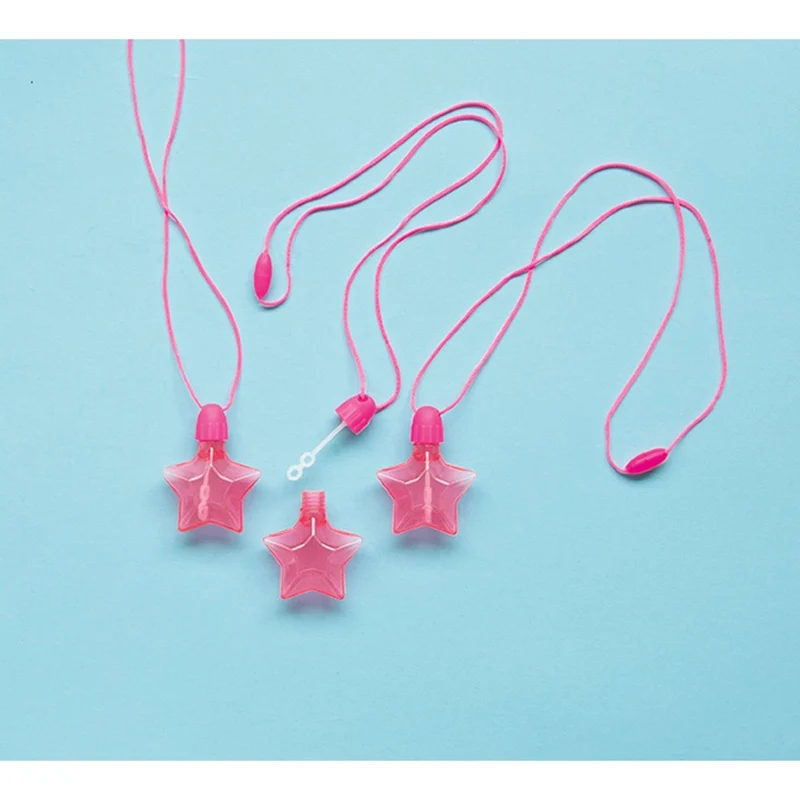 Pink Star Bubble Necklaces, 4 Count
