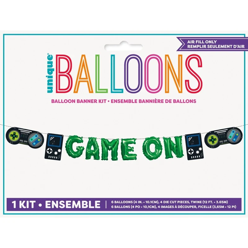 Gamer Birthday Balloons Banner, 144 Inches, 1 Count