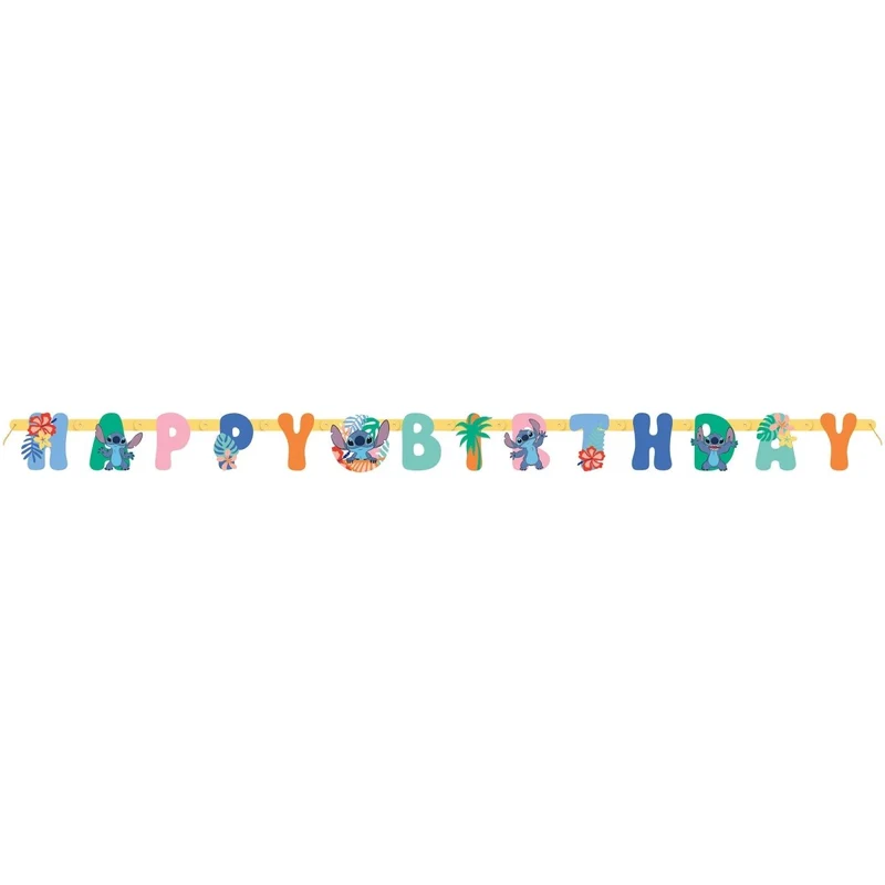 Stitch Happy Birthday Jointed Banner, Disney, 72 Inches, 1 Count