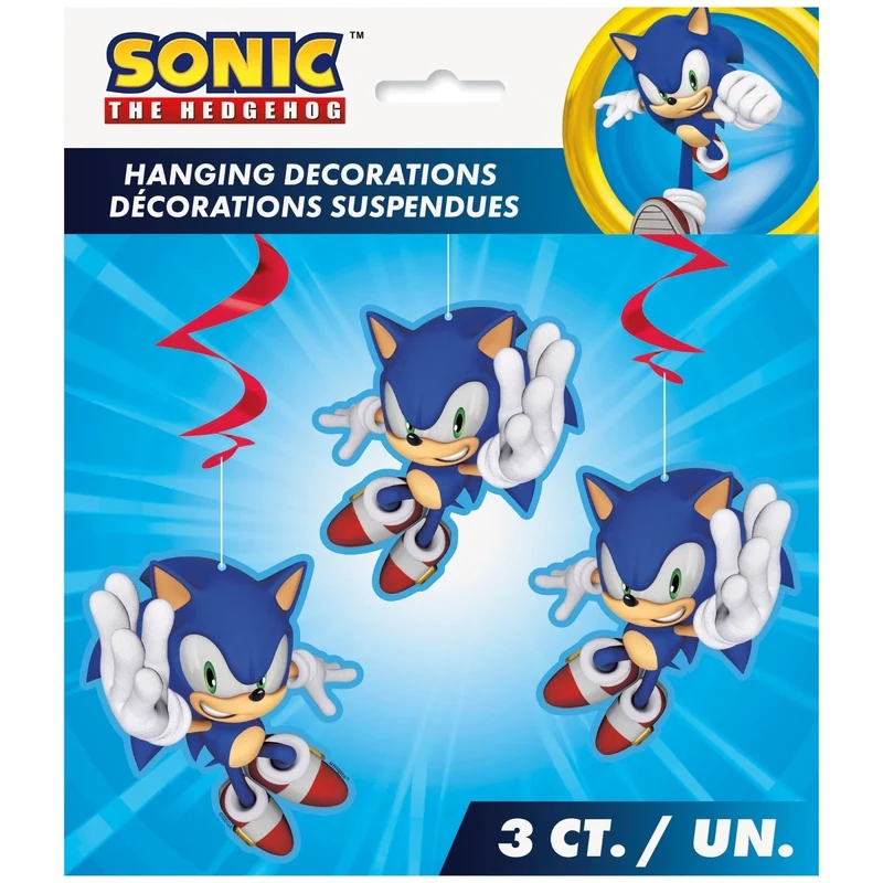 Sonic the Hedgehog Spiral Decorations, 3 Count