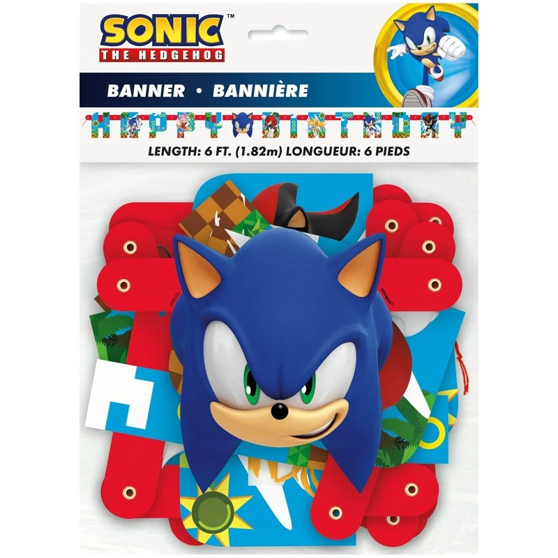 Sonic the Hedgehog Happy Birthday Jointed Banner, 72 Inches, 1 Count