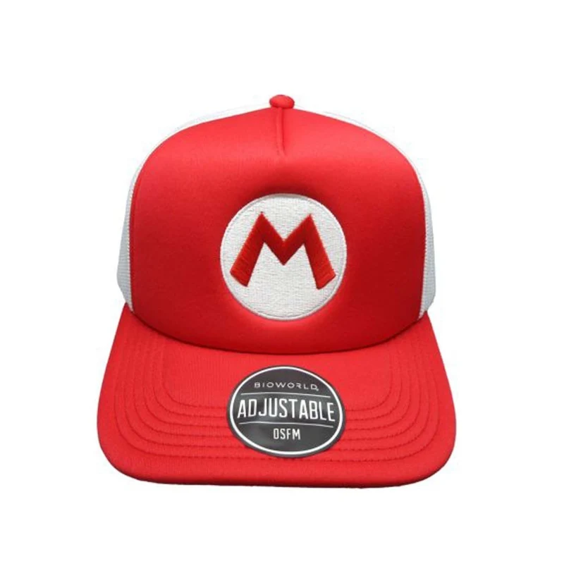 Mario Red Snapback Cap with White Mesh Back for Adults, Super Mario