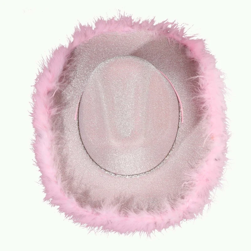 Pink Feather Cowgirl Hat for Adults