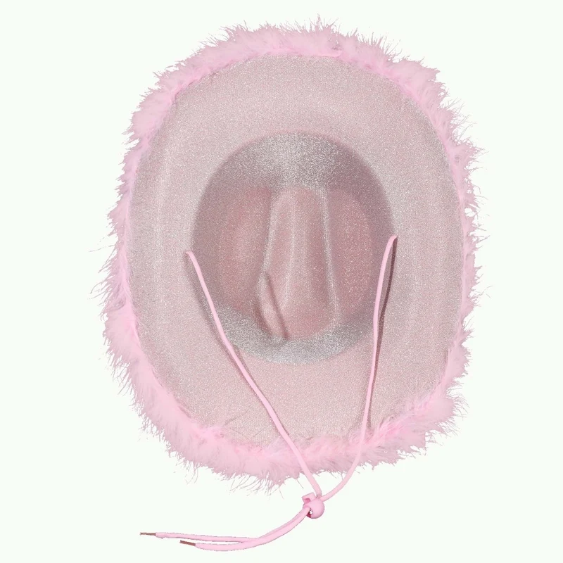 Pink Feather Cowgirl Hat for Adults