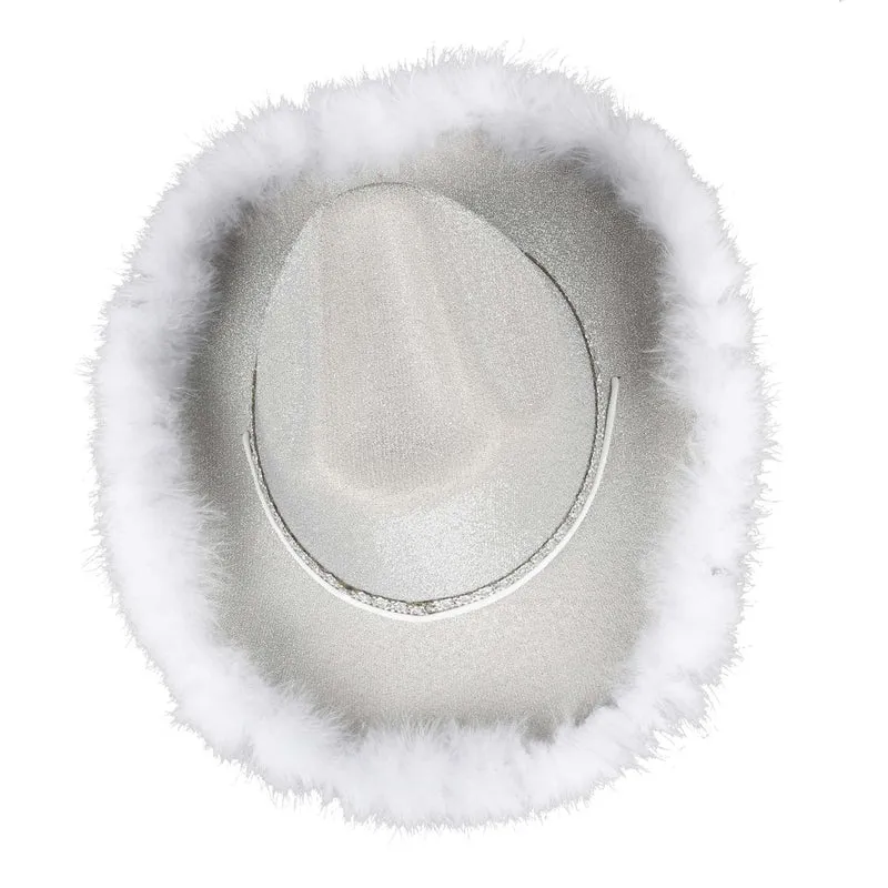 White Feather Cowgirl Hat for Adults