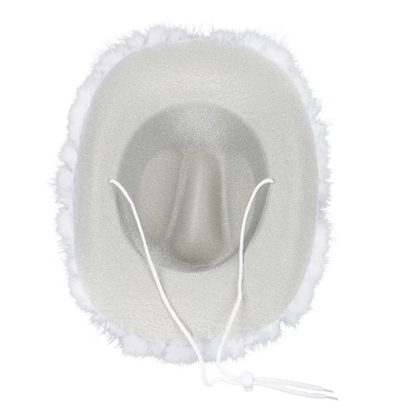 White Feather Cowgirl Hat for Adults