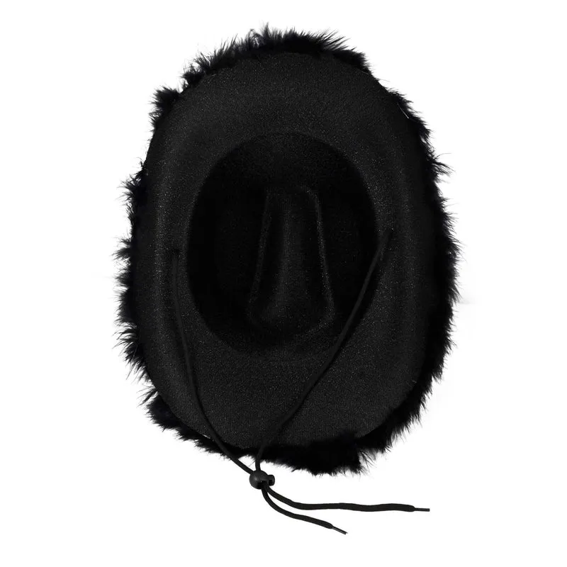 Black Feather Cowgirl Hat for Adults