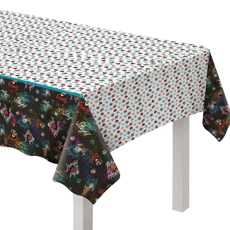 Disney Descendant 4 Birthday Rectangular Plastic Table Cover, 24 x 96 Inches, 1 Count