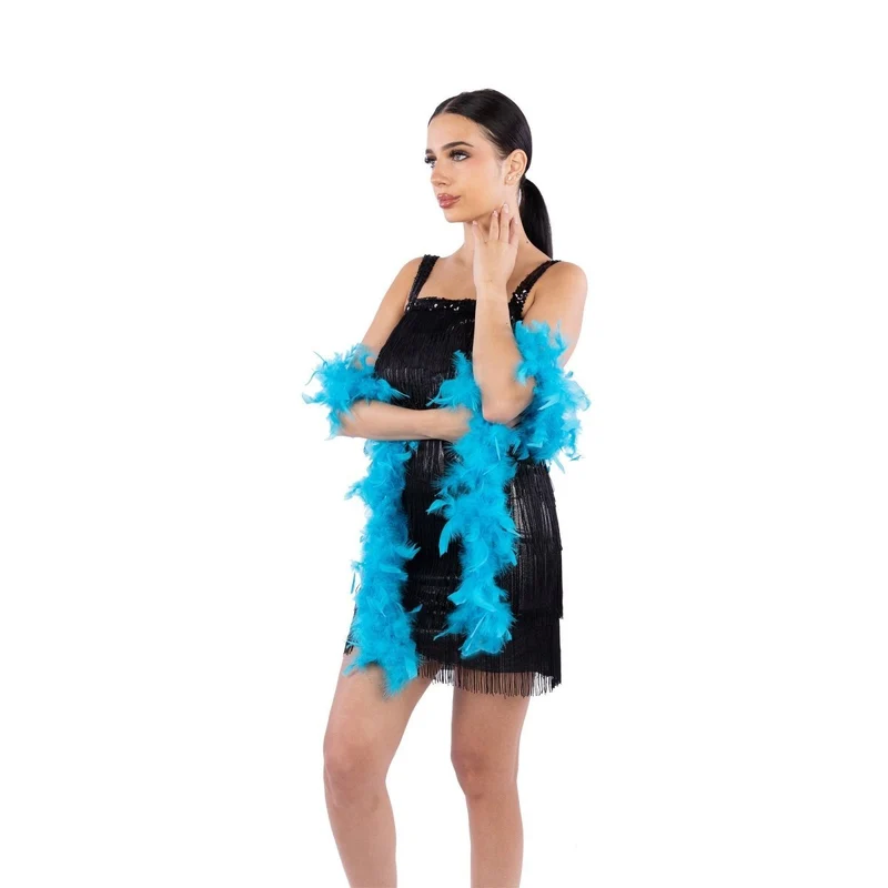 1920s Turquoise Deluxe Boa, 72 Inches, 1 Count
