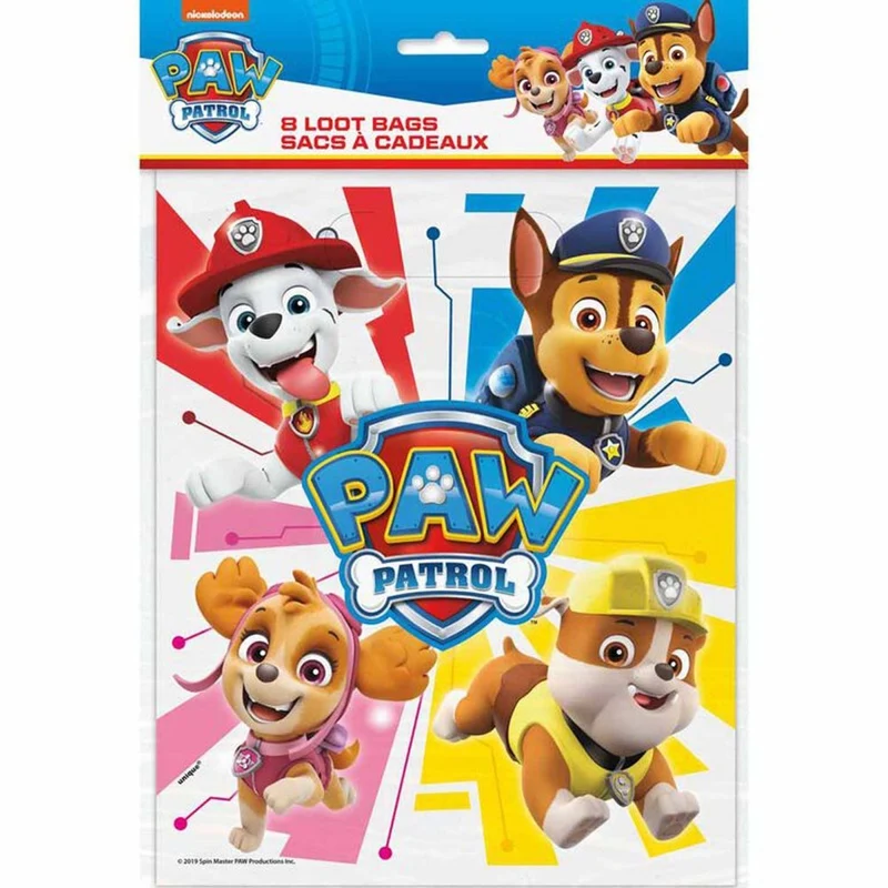 Paw Patrol Plastic Favour Bags, 8 Count