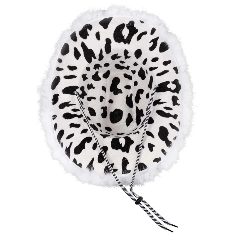 Cow Print Feather Cowgirl Hat for Adults