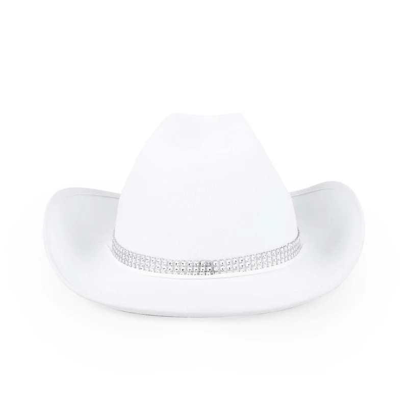 White Cowgirl Hat with Stars for Adults