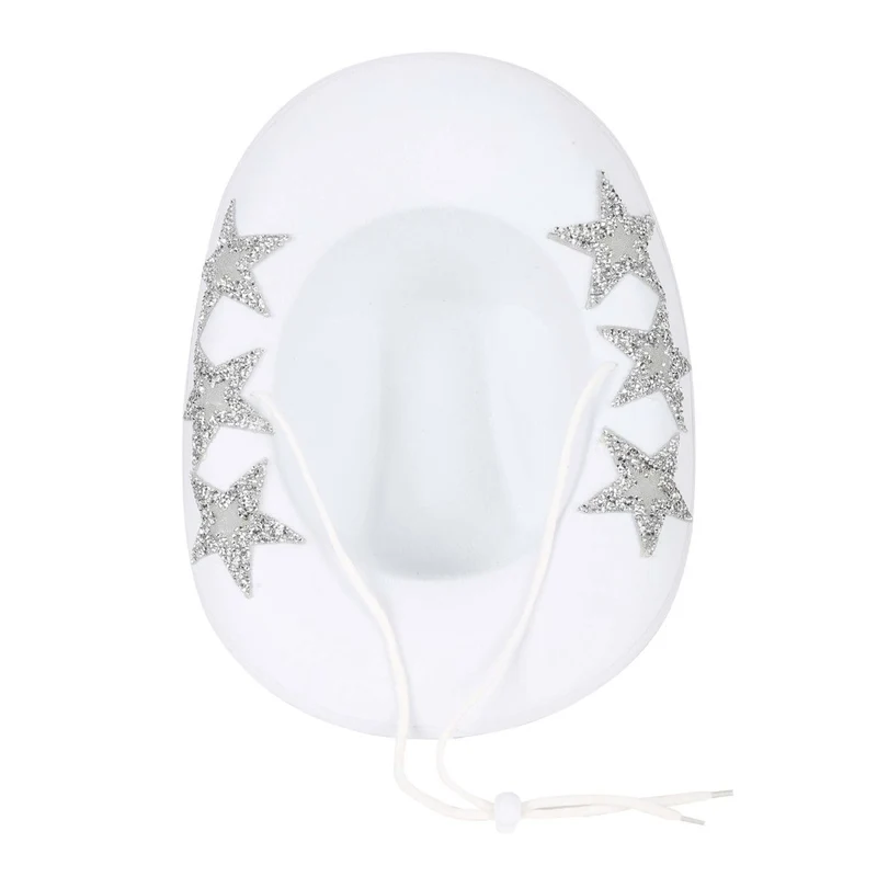 White Cowgirl Hat with Stars for Adults