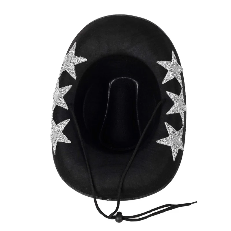 Black Cowgirl Hat with Stars for Adults