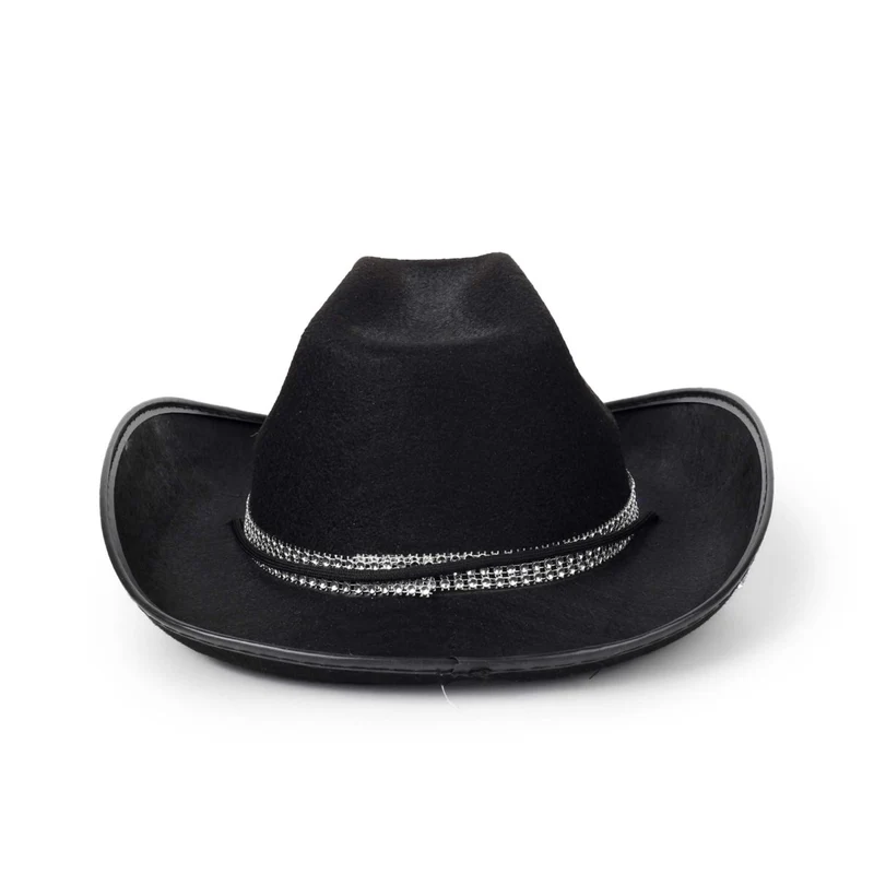 Black Cowgirl Hat with Stars for Adults