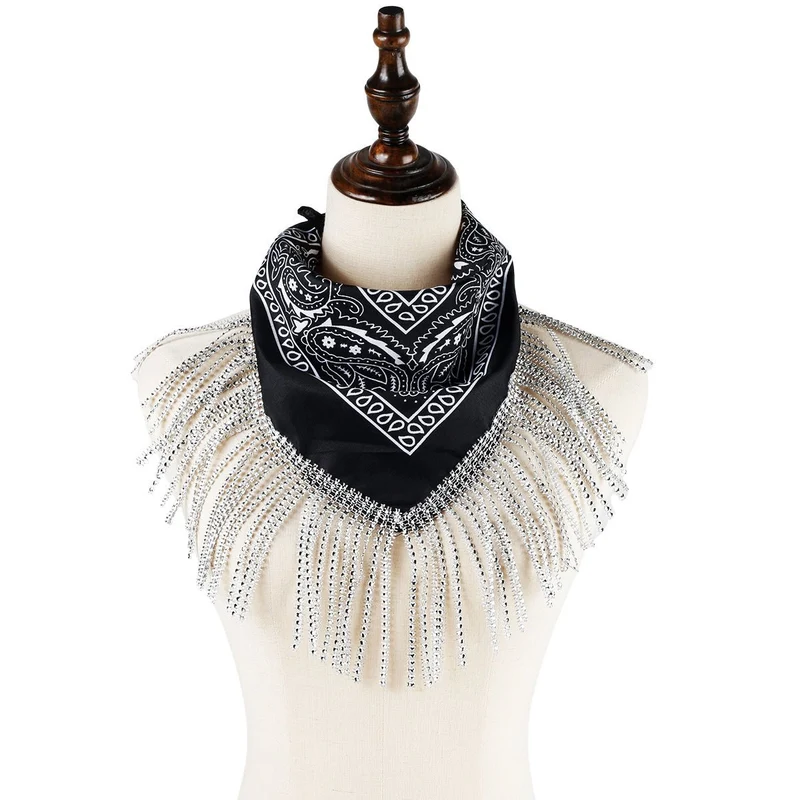Glam Fringe Black Bandana, 1 Count