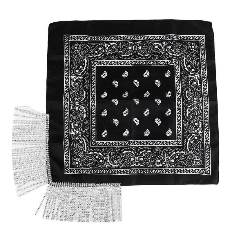 Glam Fringe Black Bandana, 1 Count