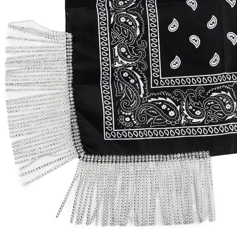 Glam Fringe Black Bandana, 1 Count
