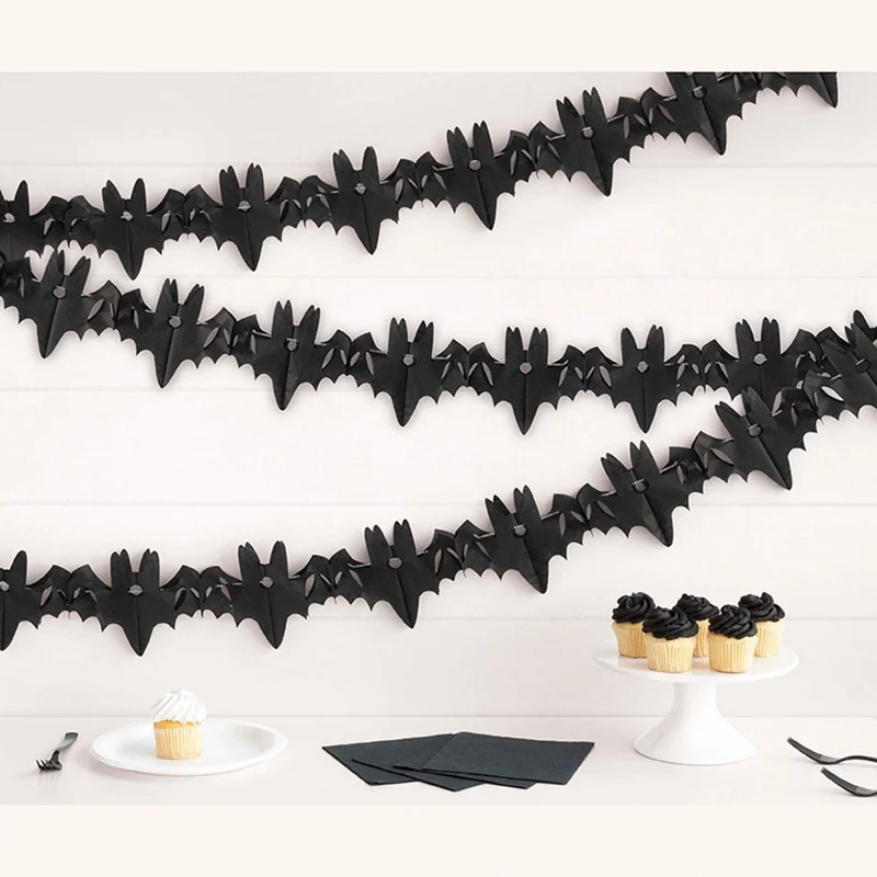 Iridescent Hauntings Bat Tissue Garland, 120 Inches, 3 Count