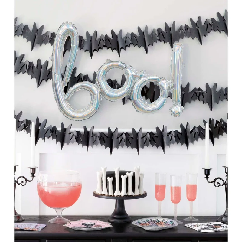 Iridescent Hauntings Bat Tissue Garland, 120 Inches, 3 Count